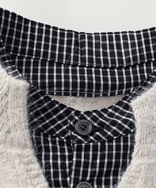 U:UME(ユーム)の「Fake Two Shirt Stitching Sweater(ニット/セーター・メンズ・グレー/ライトグレー/アイボリー/グリーン・MEDIUM/LARGE/X-LARGE/XX-LARGE)」の5枚目の写真