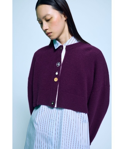ENFOLD(エンフォルド)の「BUTTON CARDIGAN(ニット/セーター・レディース・ミント/ボルドー/ブラック・38)」の3枚目の写真