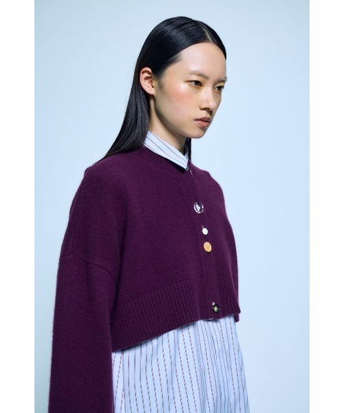 ENFOLD(エンフォルド)の「BUTTON CARDIGAN(ニット/セーター・レディース・ミント/ボルドー/ブラック・38)」の4枚目の写真