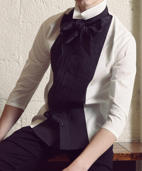 MILKBOY（ミルクボーイ）の「PIN TUCK シャツ（シャツ/ブラウス・メンズ・ホワイト/ホワイト×ブラック・FREE）」の2枚目の写真