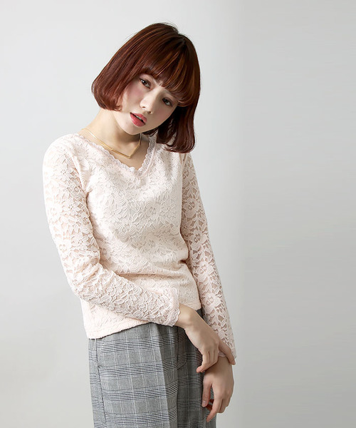 WEGO(ウィゴー)の「WEGO/2WAYレースロングスリーブカットソー(Tシャツ/カットソー・レディース・オフホワイト/ライトピンク/ブラック・FREE)」の13枚目の写真