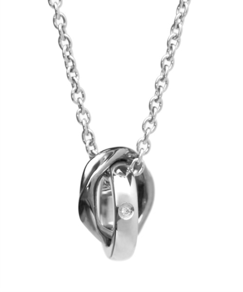 【即発】ライオンハート ネックレス ウェーブダブルリング for Gift”ウェーブダブルリングネックレス/シルバー×ブラック