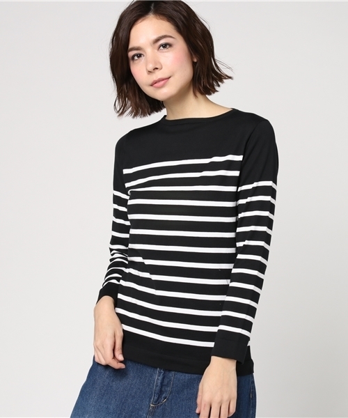 SHIPS（シップス）の「PrimaryNavyLabel:ボーダーボートネックプルオーバー（ニット/セーター・レディース・オフホワイト/ブラック・38/36）」の10枚目の写真