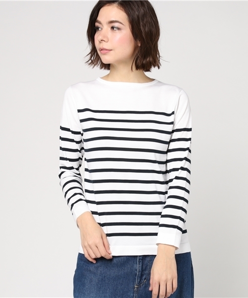 SHIPS（シップス）の「PrimaryNavyLabel:ボーダーボートネックプルオーバー（ニット/セーター・レディース・オフホワイト/ブラック・38/36）」の11枚目の写真