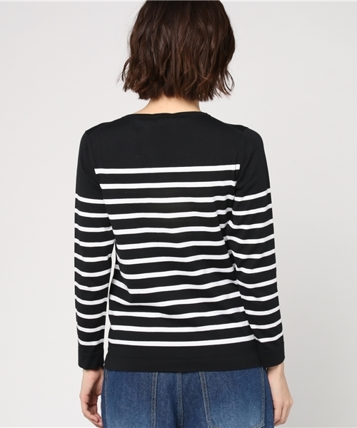 SHIPS（シップス）の「PrimaryNavyLabel:ボーダーボートネックプルオーバー（ニット/セーター・レディース・オフホワイト/ブラック・38/36）」の5枚目の写真