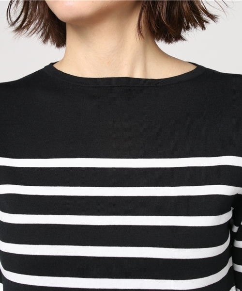 SHIPS（シップス）の「PrimaryNavyLabel:ボーダーボートネックプルオーバー（ニット/セーター・レディース・オフホワイト/ブラック・38/36）」の6枚目の写真