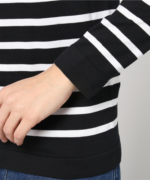 SHIPS（シップス）の「PrimaryNavyLabel:ボーダーボートネックプルオーバー（ニット/セーター・レディース・オフホワイト/ブラック・38/36）」の7枚目の写真