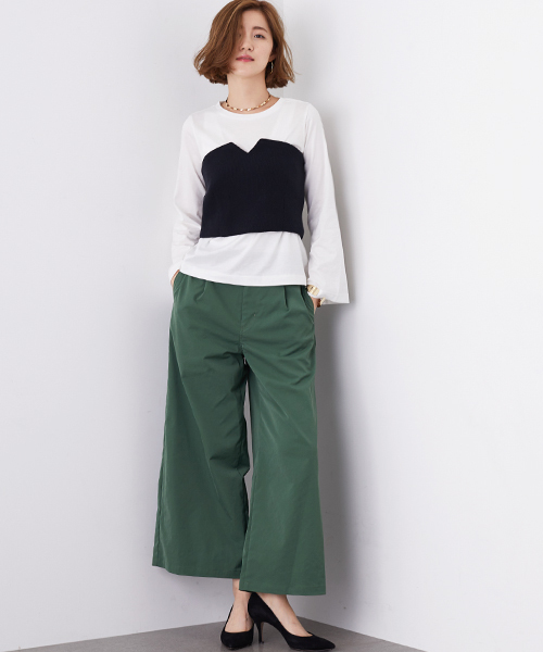 STUDIOUS(ステュディオス)の「ニットビスチェ付カットソー(Tシャツ/カットソー・レディース・ブラック/カーキ・FREE)」の4枚目の写真