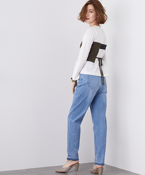 STUDIOUS(ステュディオス)の「ニットビスチェ付カットソー(Tシャツ/カットソー・レディース・ブラック/カーキ・FREE)」の5枚目の写真