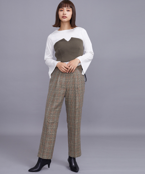 STUDIOUS(ステュディオス)の「ニットビスチェ付カットソー(Tシャツ/カットソー・レディース・ブラック/カーキ・FREE)」の12枚目の写真