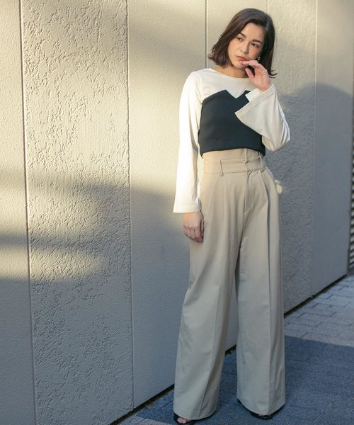 STUDIOUS(ステュディオス)の「ニットビスチェ付カットソー(Tシャツ/カットソー・レディース・ブラック/カーキ・FREE)」の15枚目の写真