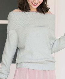 オフショルシャギーニット