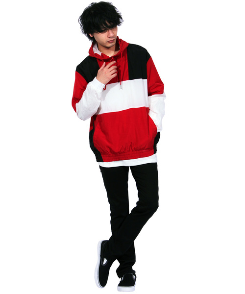 ８(eight)（エイト）の「ナイロンパーカー ジャケット アウター ストリート（ナイロンジャケット・メンズ・ブラック/ネイビー/レッド・LARGE/MEDIUM）」の4枚目の写真