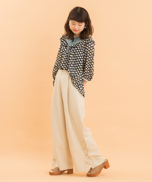 POU DOU DOU（プードゥドゥ）の「サイドスリットボタンパンツ（その他パンツ・レディース・ネイビー/グリーン/ライトベージュ・3）」の7枚目の写真