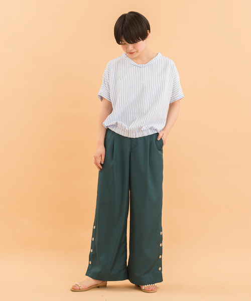 POU DOU DOU（プードゥドゥ）の「サイドスリットボタンパンツ（その他パンツ・レディース・ネイビー/グリーン/ライトベージュ・3）」の6枚目の写真