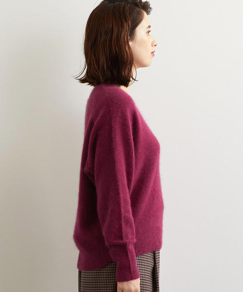 green label relaxing（グリーンレーベルリラクシング）の「KFC ヘアリー Vネック ニット（ニット/セーター・レディース・ピンク/ダークグリーン/ベージュ/ネイビー/パープル・FREE）」の17枚目の写真