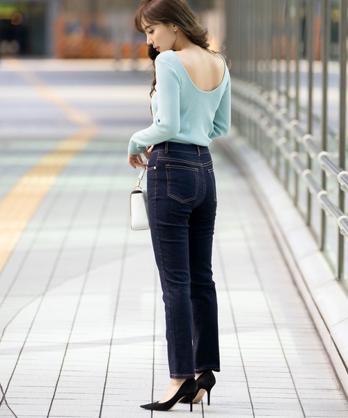 KOBE LETTUCE(コウベレタス)の「ストレッチスリムストレートデニムパンツ(デニムパンツ・レディース・ブルー/インディゴブルー/ワンウォッシュ・M/S)」の8枚目の写真