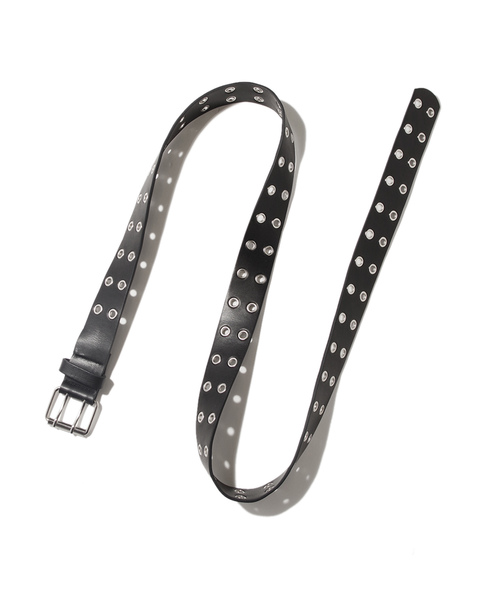 SPINNS（スピンズ）の「２ホール合皮ハトメベルト/ロング（ベルト・レディース・ブラック/ホワイト・ONESIZE）」の3枚目の写真