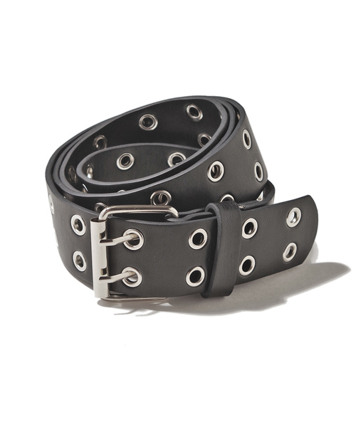 SPINNS（スピンズ）の「２ホール合皮ハトメベルト/ロング（ベルト・レディース・ブラック/ホワイト・ONESIZE）」の4枚目の写真
