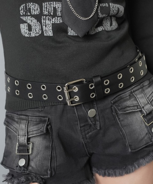 SPINNS（スピンズ）の「２ホール合皮ハトメベルト/ロング（ベルト・レディース・ブラック/ホワイト・ONESIZE）」の13枚目の写真