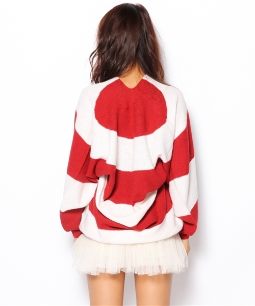 laule'a sunny side store(ラウレアサニーサイドストア)の「【Slic*Slic】ストライプルーズニット(ニット/セーター・レディース・レッド/ネイビー・FREE)」の5枚目の写真