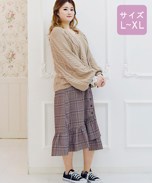 apres jour（アプレジュール）の「【大きいサイズ】ケーブル編みドルマンニット【ZOZOTOWN限定アイテム】（ニット/セーター・レディース・ブラック/ベージュ/ラベンダー・X-LARGE）」の4枚目の写真