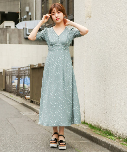 Heather(ヘザー)の「ドットワンピース 836047(ワンピース)」|グリーン系その他