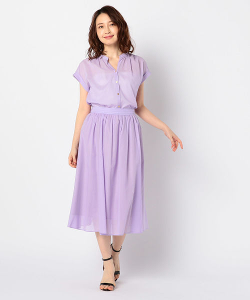 NOLLEY’S（ノーリーズ）の「[新色追加]ガスボイルメタル釦ブラウス（シャツ/ブラウス・レディース・グリーン/ホワイト/ラベンダー/キャメル/ピンク/ネイビー/ブラウン・38/36）」の13枚目の写真