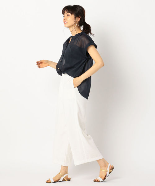 NOLLEY’S（ノーリーズ）の「[新色追加]ガスボイルメタル釦ブラウス（シャツ/ブラウス・レディース・グリーン/ホワイト/ラベンダー/キャメル/ピンク/ネイビー/ブラウン・38/36）」の9枚目の写真