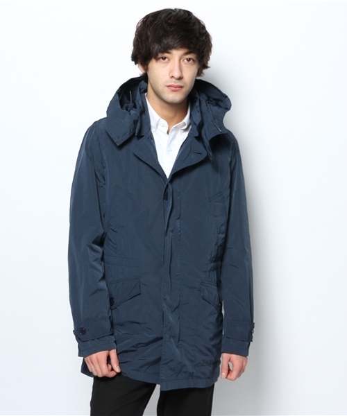 PLST（プラステ）の「Ｍen フード付ミリタリーステンカラーコート（ステンカラーコート・メンズ・ダークネイビー/ブラック・X-LARGE/SMALL/MEDIUM/LARGE）」の2枚目の写真