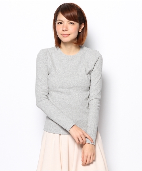 Chico(チコ)の「リブクルーネックT(ニット/セーター・レディース・グレー/ホワイト・FREE)」の1枚目の写真