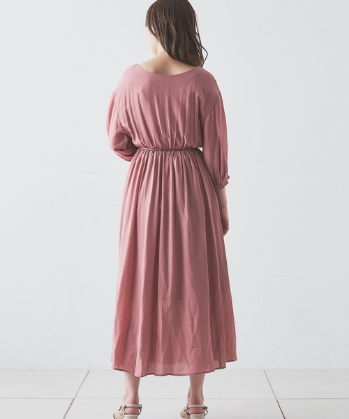 natural couture（ナチュラルクチュール）の「タッセルベルト付きカシュクールワンピース（ワンピース・レディース・ピンク/ブラック系その他/グレイッシュベージュ/ベージュ/ミント/ピンク系その他・FREE）」の9枚目の写真