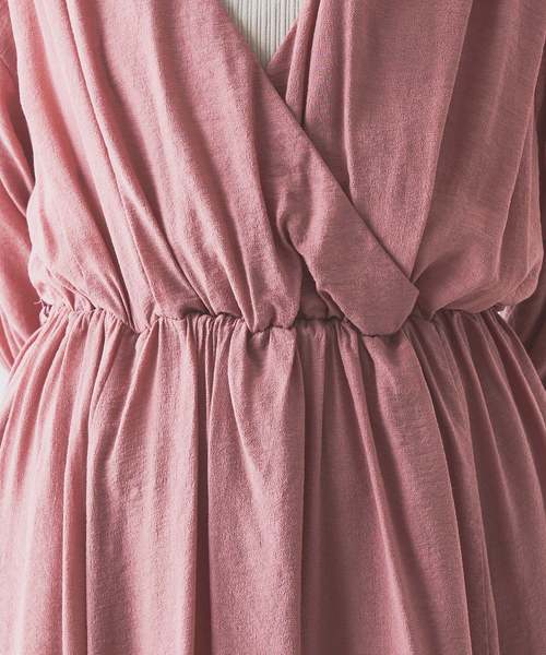 natural couture（ナチュラルクチュール）の「タッセルベルト付きカシュクールワンピース（ワンピース・レディース・ピンク/ブラック系その他/グレイッシュベージュ/ベージュ/ミント/ピンク系その他・FREE）」の14枚目の写真