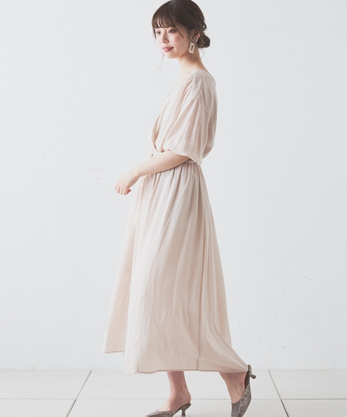 natural couture（ナチュラルクチュール）の「タッセルベルト付きカシュクールワンピース（ワンピース・レディース・ピンク/ブラック系その他/グレイッシュベージュ/ベージュ/ミント/ピンク系その他・FREE）」の22枚目の写真