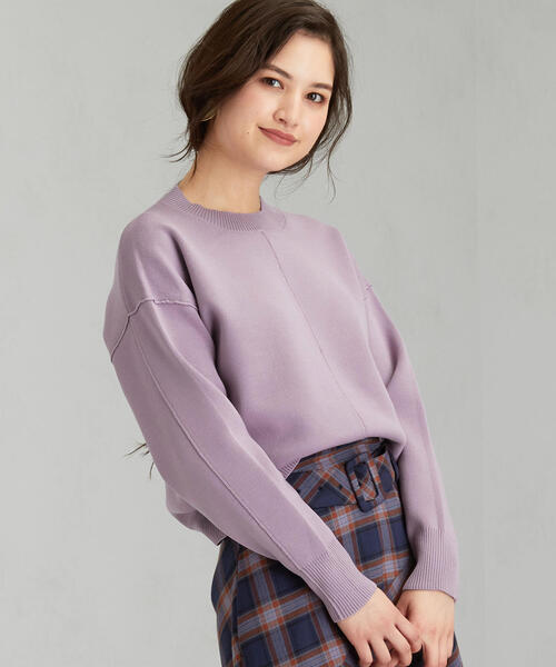 green label relaxing（グリーンレーベルリラクシング）の「[手洗い可能] FFC スムース クルーネック ニット（ニット/セーター・レディース・ブラック/ライトグレー/ブラウン/ライラック・FREE）」の4枚目の写真