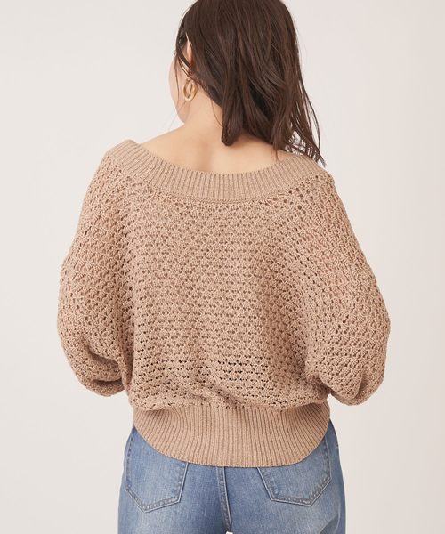 natural couture（ナチュラルクチュール）の「テープヤーンざっくりメッシュショートカーディガン（カーディガン/ボレロ・レディース・アイボリー/モカ/ベージュ・FREE）」の11枚目の写真