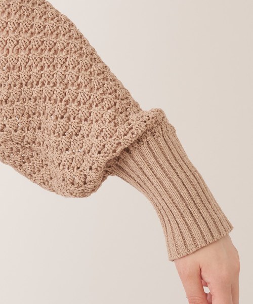 natural couture（ナチュラルクチュール）の「テープヤーンざっくりメッシュショートカーディガン（カーディガン/ボレロ・レディース・アイボリー/モカ/ベージュ・FREE）」の5枚目の写真