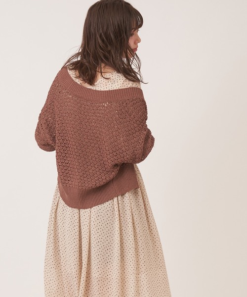 natural couture（ナチュラルクチュール）の「テープヤーンざっくりメッシュショートカーディガン（カーディガン/ボレロ・レディース・アイボリー/モカ/ベージュ・FREE）」の15枚目の写真