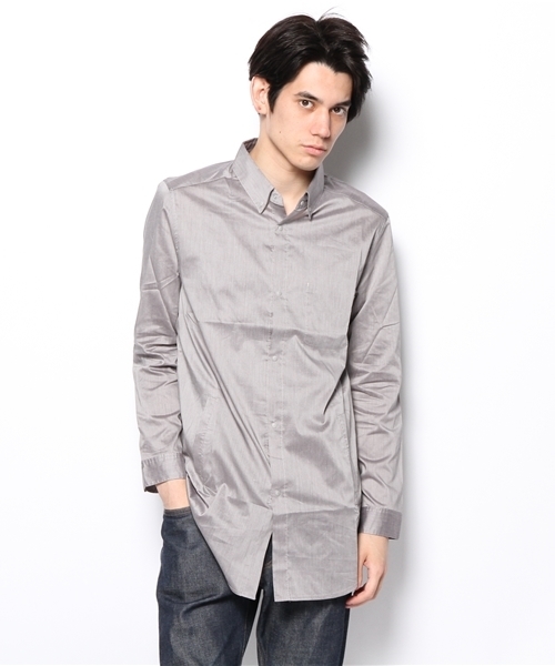 WHO'S WHO gallery(フーズフーギャラリー)の「ロングシャツ(シャツ/ブラウス・メンズ・グレー/ダークブルー/スミクロ/オフホワイト・MEDIUM/SMALL)」の4枚目の写真