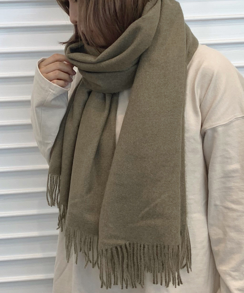 apres jour mignon（アプレジュールミニョン）の「【apresjour mignon×ARIAZ】カシミヤタッチウールストール（ストール/ショール・レディース・ベージュ/カーキ/アイボリー/スモークグレー・ONESIZE）」の10枚目の写真