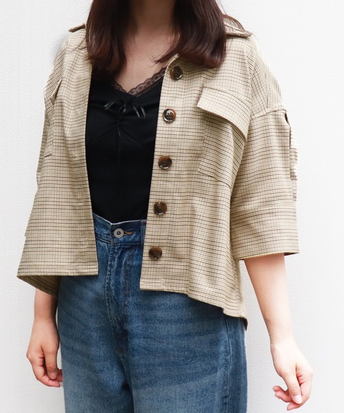 PairPair（ペアペア）の「ポケット付チェックシャツ/SETUP可（シャツ/ブラウス・レディース・ブラック/ベージュ/ブラウン系その他・FREE）」の3枚目の写真