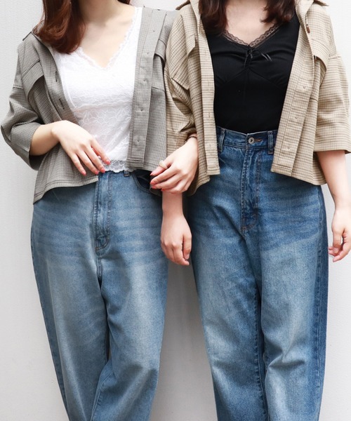 PairPair（ペアペア）の「ポケット付チェックシャツ/SETUP可（シャツ/ブラウス・レディース・ブラック/ベージュ/ブラウン系その他・FREE）」の2枚目の写真