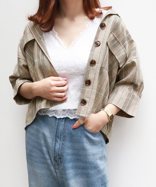 PairPair（ペアペア）の「ポケット付チェックシャツ/SETUP可（シャツ/ブラウス・レディース・ブラック/ベージュ/ブラウン系その他・FREE）」の4枚目の写真