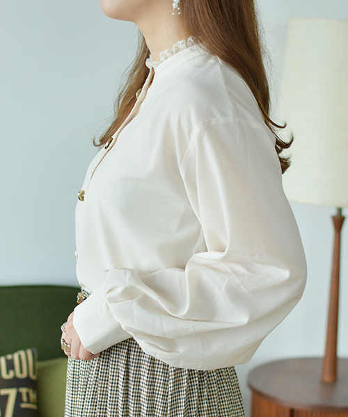 PairPair(ペアペア)の「レース付イロイロボタン袖ボリュームブラウス(シャツ/ブラウス・レディース・ブラック/アイボリー/ボルドー/モカ・FREE)」の18枚目の写真