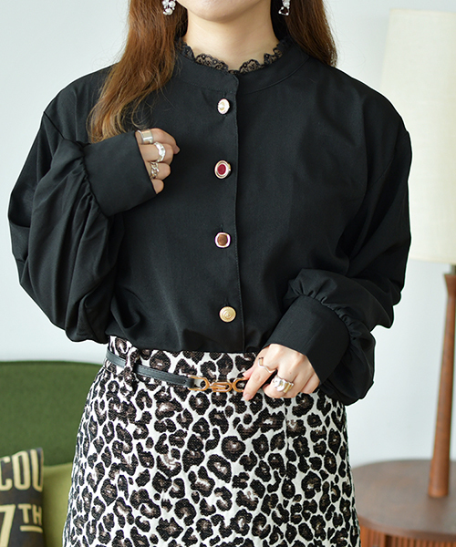 PairPair(ペアペア)の「レース付イロイロボタン袖ボリュームブラウス(シャツ/ブラウス・レディース・ブラック/アイボリー/ボルドー/モカ・FREE)」の11枚目の写真