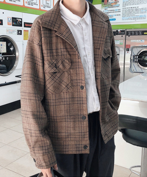 ARCADE(アーケード)の「【-ARCADE Limited Line-】オーバーシルエット レトロチェック スウィングトップ ジャケット(カバーオール)」|ブラウン