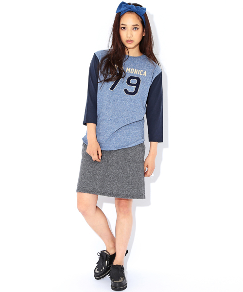 BEAMS BOY（ビームスボーイ）の「CHESWICK / Baseball 7分袖 TEE（Tシャツ/カットソー・レディース・オフホワイト/ブルー系その他/オレンジ・ONE SIZE）」の4枚目の写真