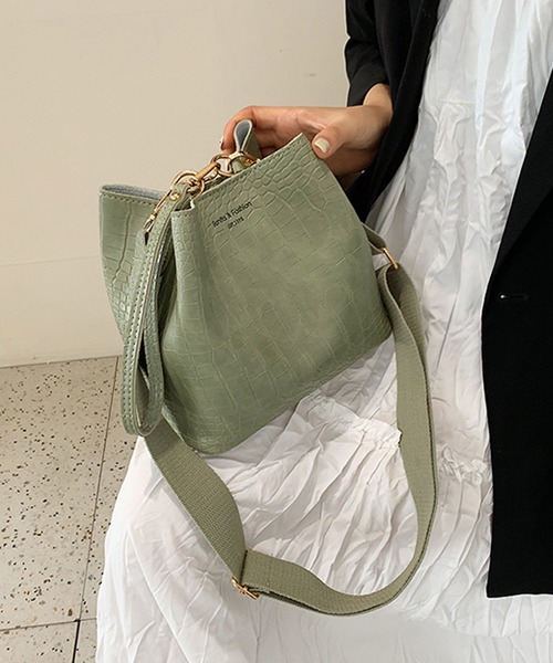 TABI PAL（タビパル）の「クロコ型押し 2WAY ショルダーバッグ 巾着袋（ショルダーバッグ・レディース・ブルー/グリーン/ブラウン/ブラック/ベージュ・FREE）」の18枚目の写真