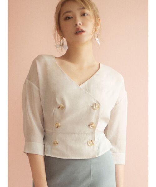 RESEXXY(リゼクシー)の「ノーカラーシアージャケット(ノーカラージャケット・レディース・ブラック/ベージュ/グリーン・FREE)」の2枚目の写真