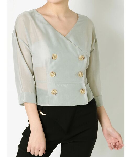 RESEXXY(リゼクシー)の「ノーカラーシアージャケット(ノーカラージャケット・レディース・ブラック/ベージュ/グリーン・FREE)」の3枚目の写真